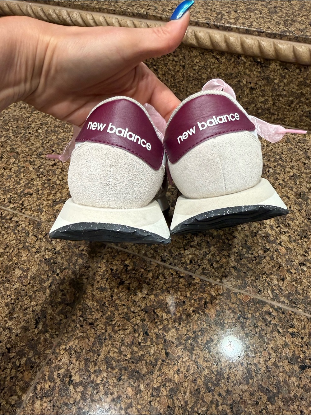 New Balance 237 White Pink and Maroon Women's Athletic Sneakers - Picture 4 of 8